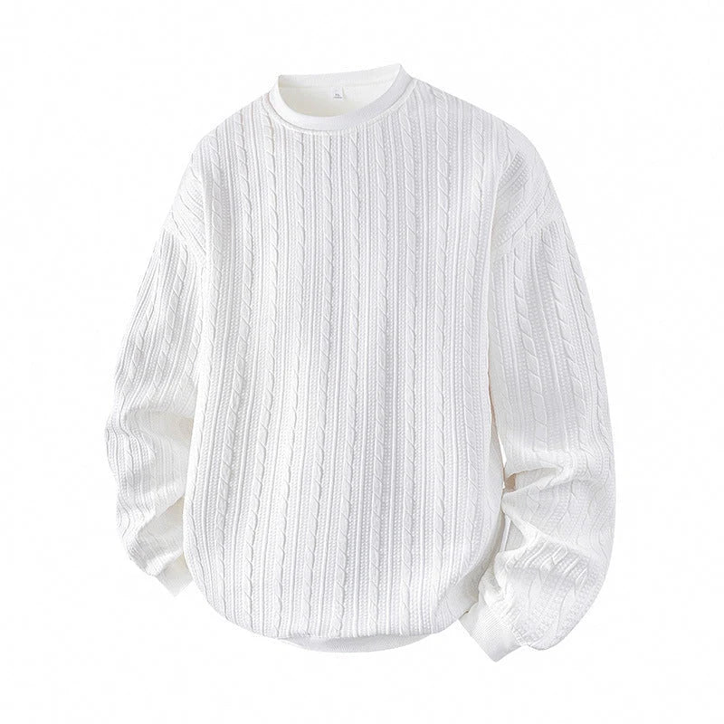 Men's Textured Cable Knit Crewneck Jumper
