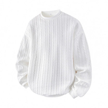 Men's Textured Cable Knit Crewneck Jumper