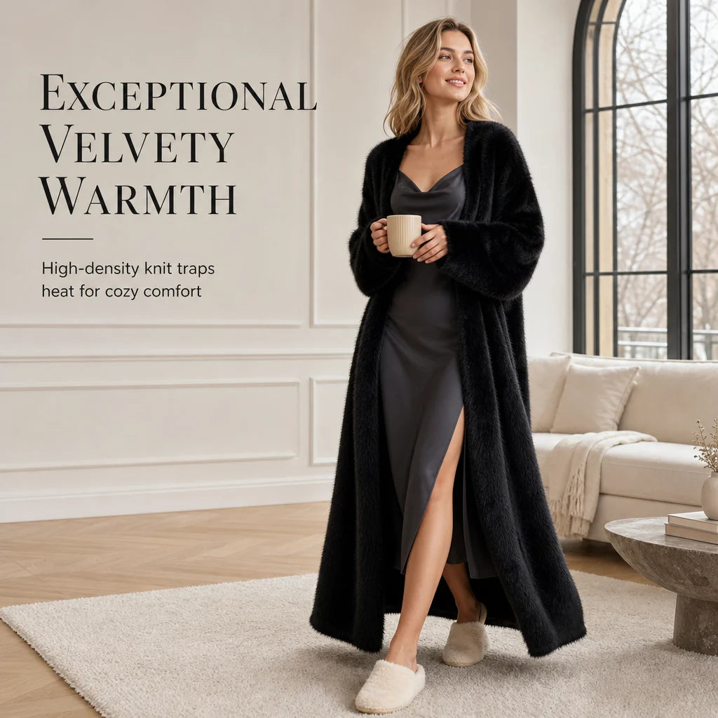 Women's Longline Faux Mink Cardigan