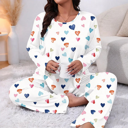 Women's Heart Print Long-Sleeve Pyjama Set