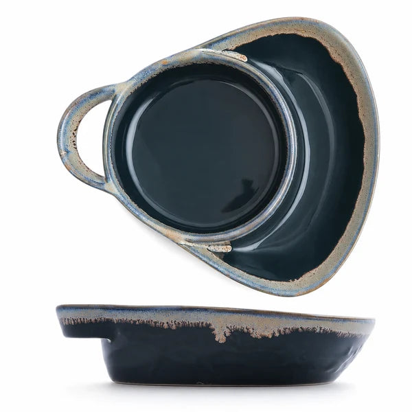 Elegant Retro Ceramic Divided Baking Dish with Handle