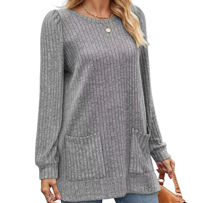 Women's Ribbed Longline Jumper with Pockets