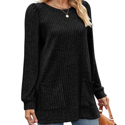 Women's Ribbed Longline Jumper with Pockets