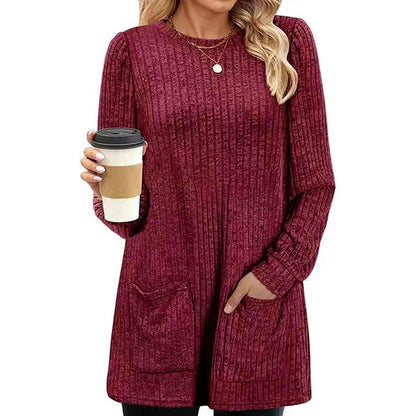 Women's Ribbed Longline Jumper with Pockets
