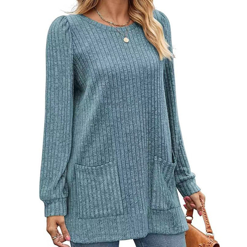 Women's Ribbed Longline Jumper with Pockets