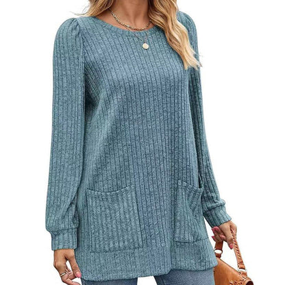 Women's Ribbed Longline Jumper with Pockets