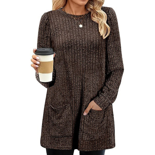 Women's Ribbed Longline Jumper with Pockets
