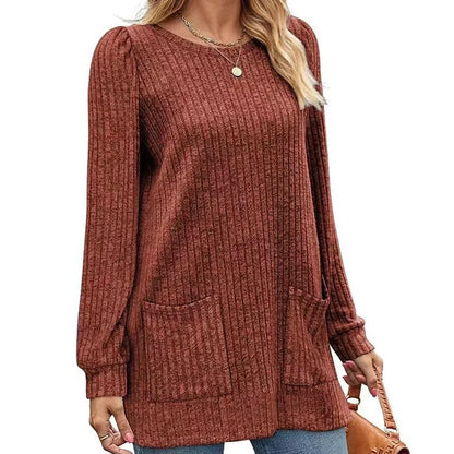 Women's Ribbed Longline Jumper with Pockets