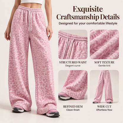 Women's Leopard Print Wide-Leg Joggers