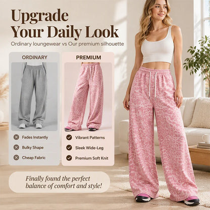 Women's Leopard Print Wide-Leg Joggers