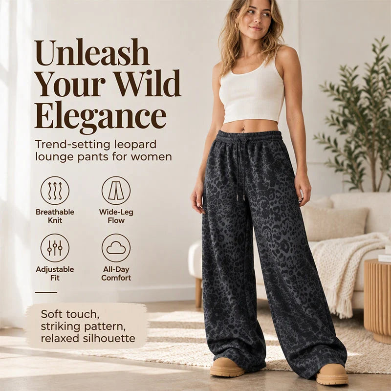 Women's Leopard Print Wide-Leg Joggers