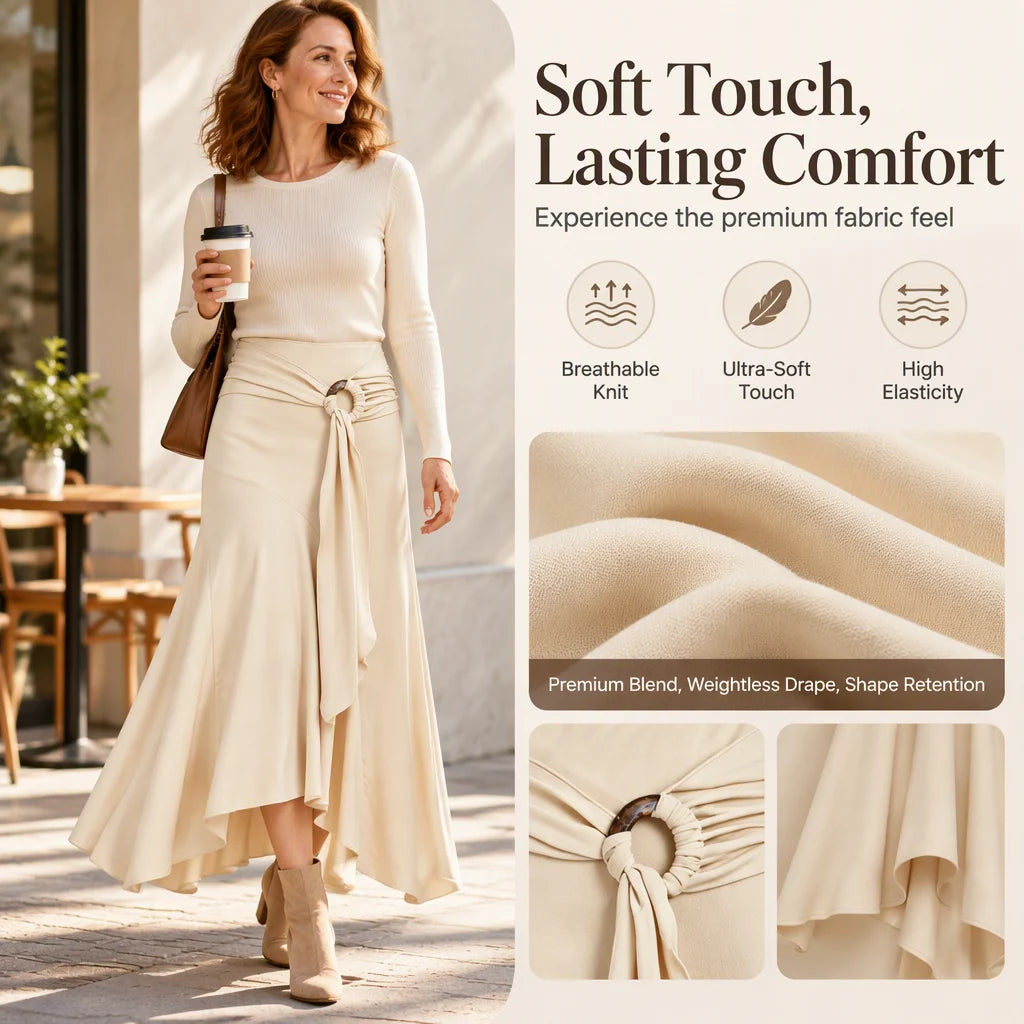 Women's O-Ring Fishtail Midi Skirt