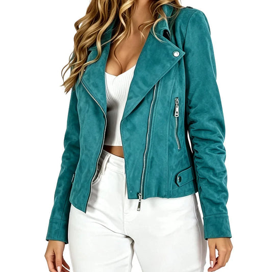 Women's Suede-Look Biker Jacket
