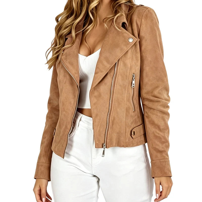 Women's Suede-Look Biker Jacket