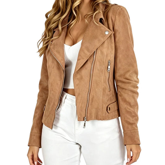 Women's Suede-Look Biker Jacket