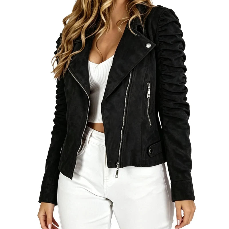 Women's Suede-Look Biker Jacket