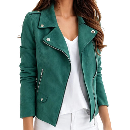 Women's Suede-Look Biker Jacket