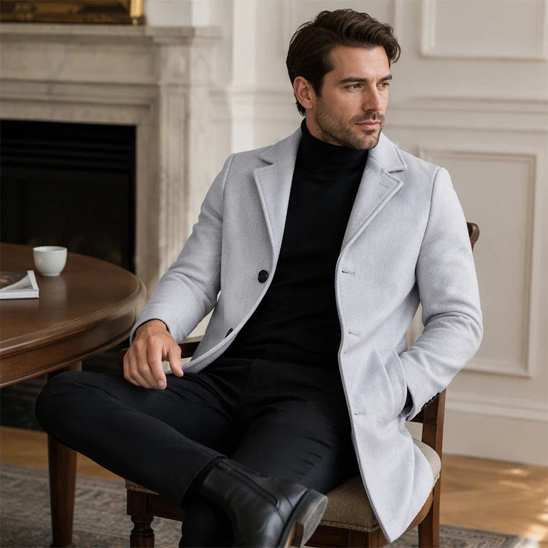 Men's Elegant Single-Breasted Mid-Length Coat