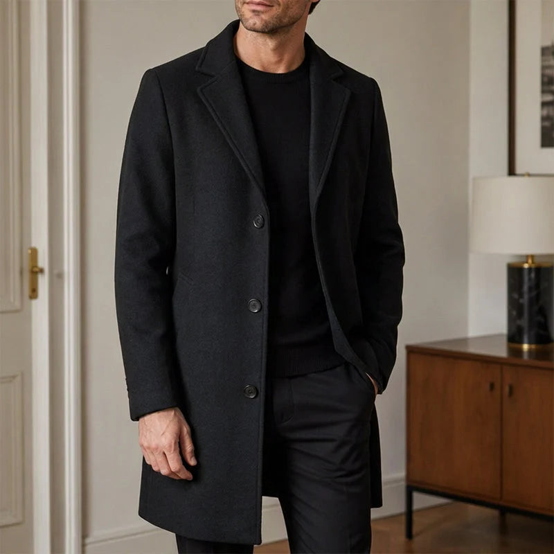 Men's Elegant Single-Breasted Mid-Length Coat