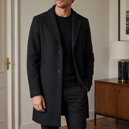Men's Elegant Single-Breasted Mid-Length Coat