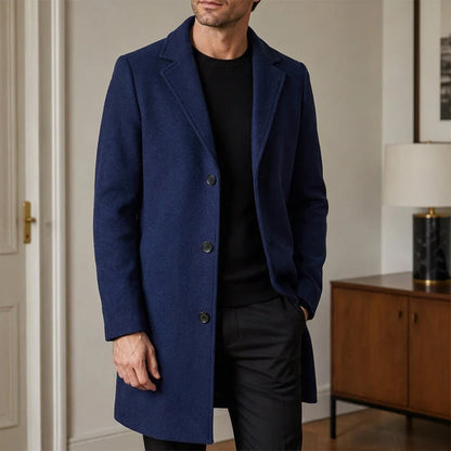 Men's Elegant Single-Breasted Mid-Length Coat