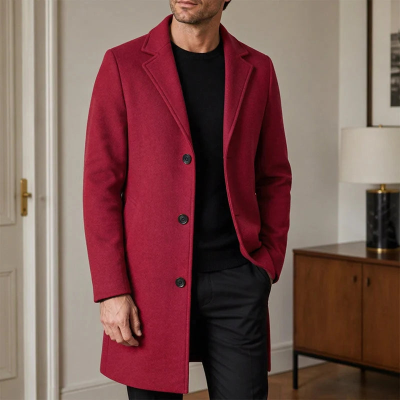 Men's Elegant Single-Breasted Mid-Length Coat