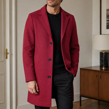 Men's Elegant Single-Breasted Mid-Length Coat