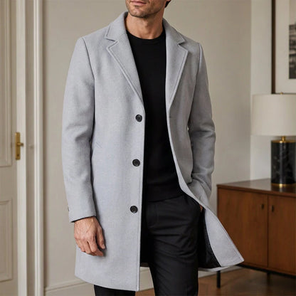 Men's Elegant Single-Breasted Mid-Length Coat