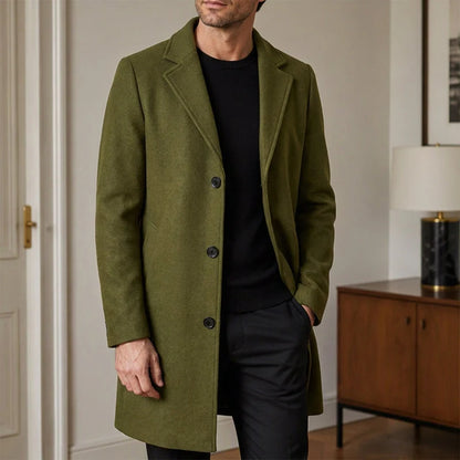 Men's Elegant Single-Breasted Mid-Length Coat