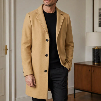 Men's Elegant Single-Breasted Mid-Length Coat