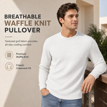 Men's Waffle Knit Crew Neck Pullover