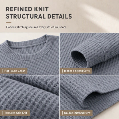 Men's Waffle Knit Crew Neck Pullover