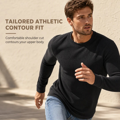 Men's Waffle Knit Crew Neck Pullover