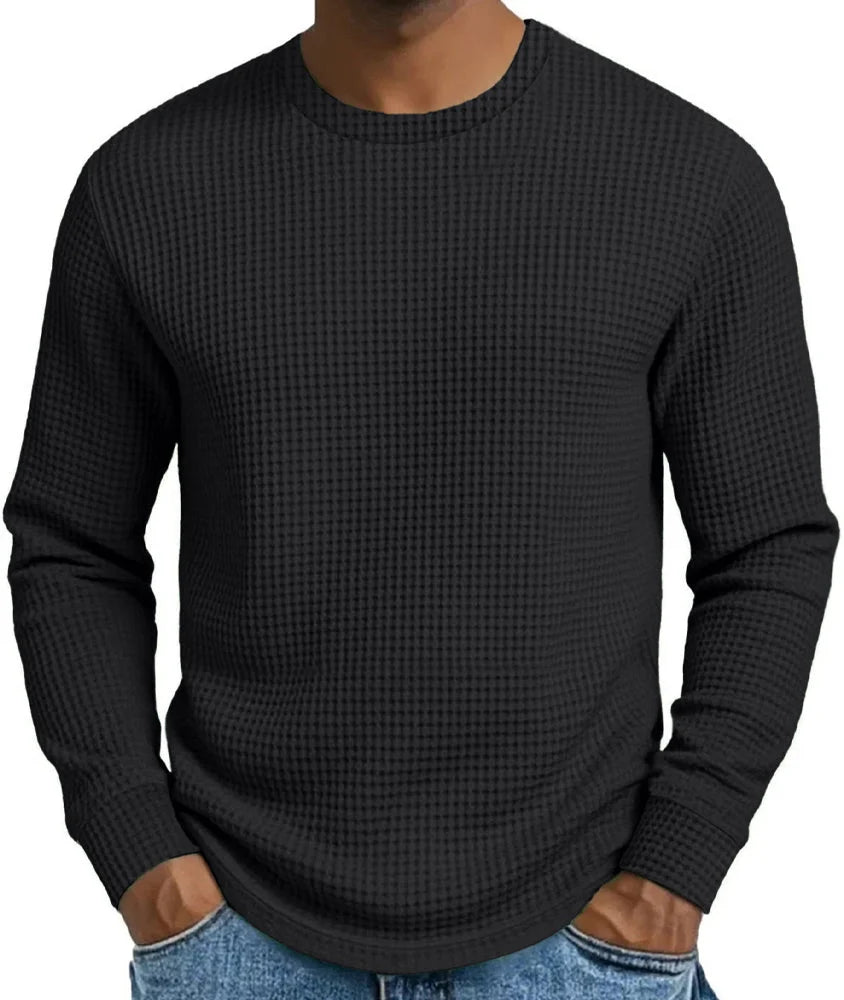 Men's Waffle Knit Crew Neck Pullover