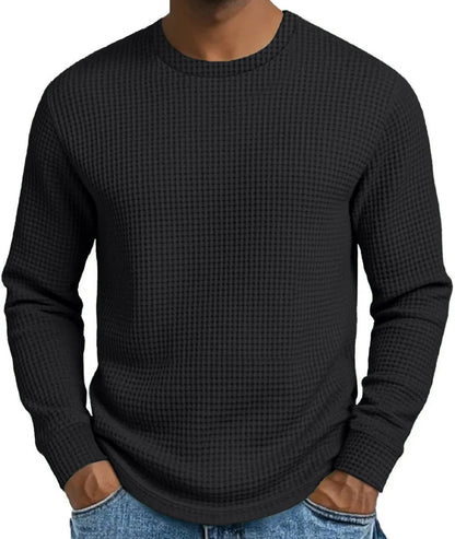 Men's Waffle Knit Crew Neck Pullover