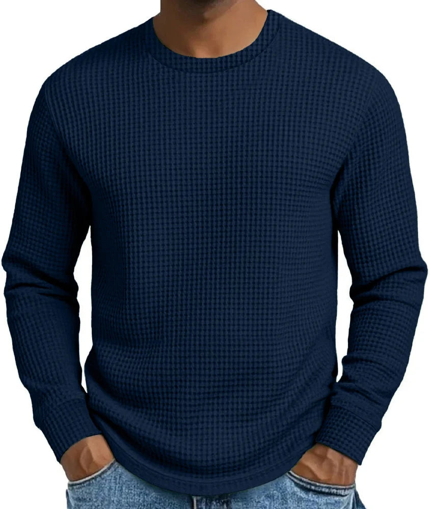 Men's Waffle Knit Crew Neck Pullover