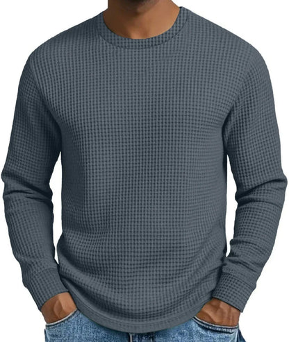 Men's Waffle Knit Crew Neck Pullover
