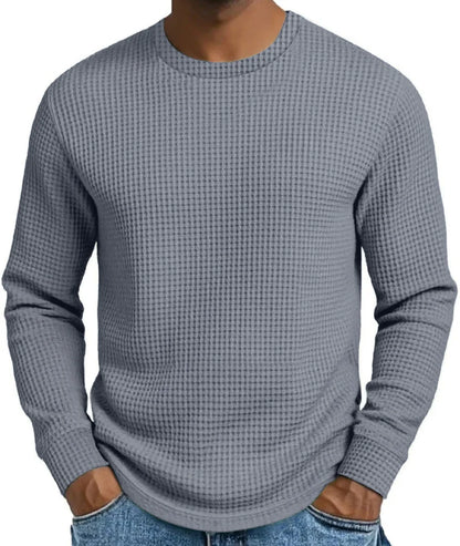 Men's Waffle Knit Crew Neck Pullover