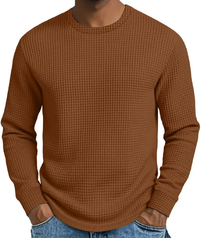 Men's Waffle Knit Crew Neck Pullover