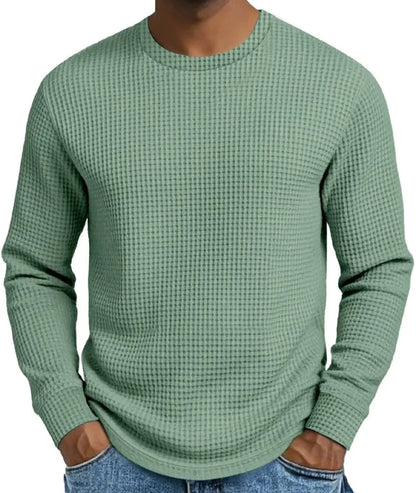Men's Waffle Knit Crew Neck Pullover