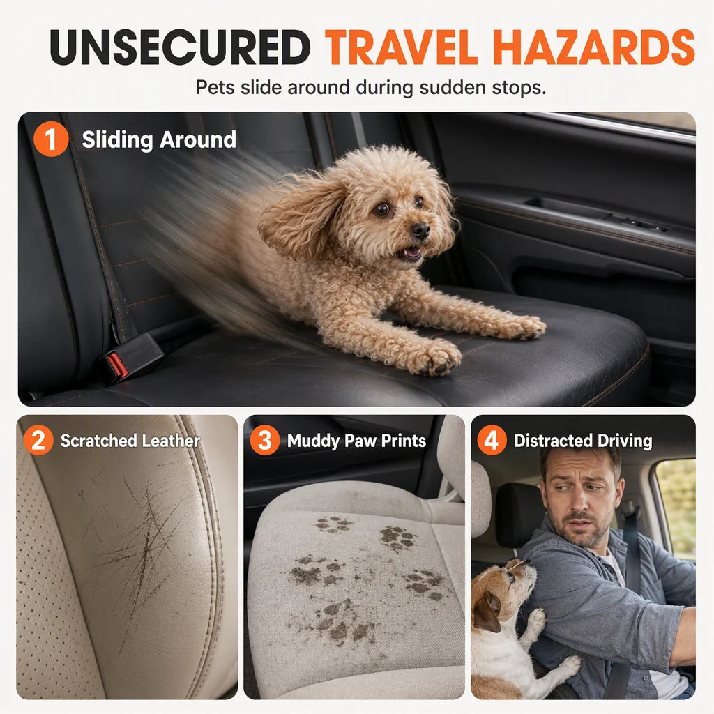 Portable Pet Car Seat & Cosy Travel Dog Bed