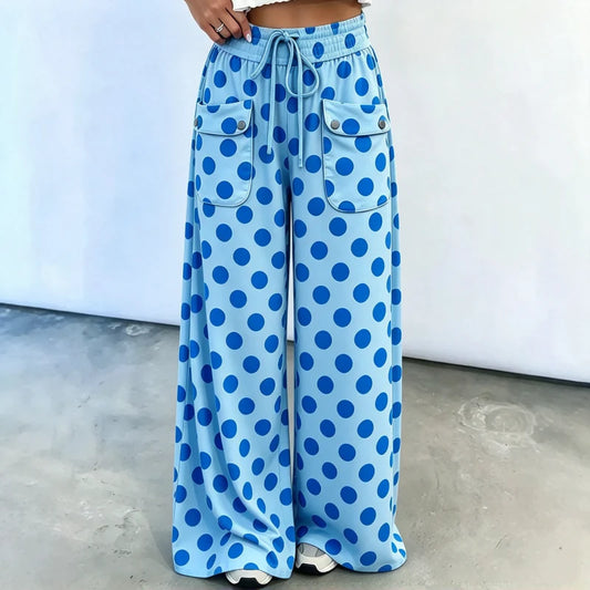 Women's Polka Dot Wide-Leg Trousers