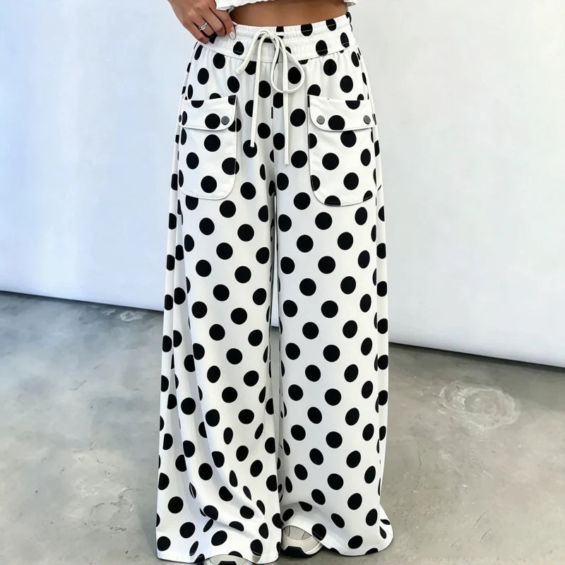 Women's Polka Dot Wide-Leg Trousers