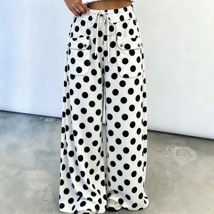 Women's Polka Dot Wide-Leg Trousers