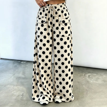Women's Polka Dot Wide-Leg Trousers