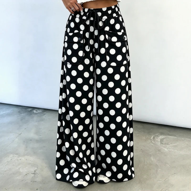 Women's Polka Dot Wide-Leg Trousers