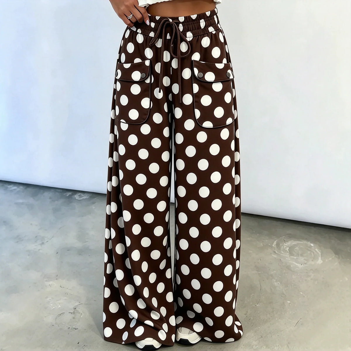 Women's Polka Dot Wide-Leg Trousers