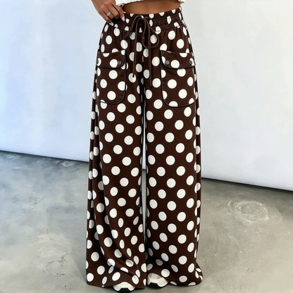 Women's Polka Dot Wide-Leg Trousers