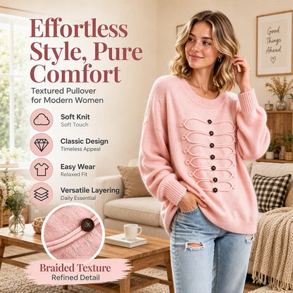 Women's Braided Detail Crew Neck Jumper