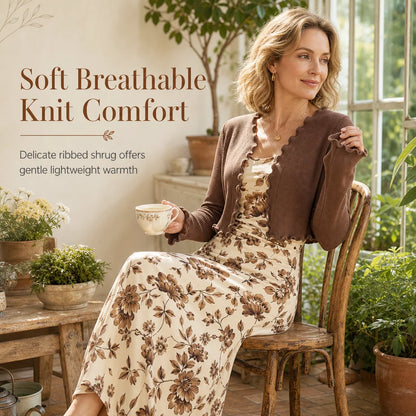 Women's Vintage Floral Dress & Cropped Cardigan Set